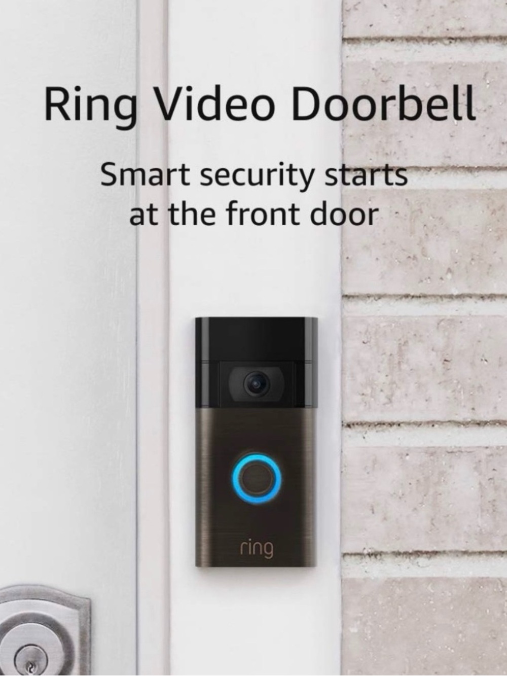 Amazon Ring Video Doorbell in silver with Blue LED